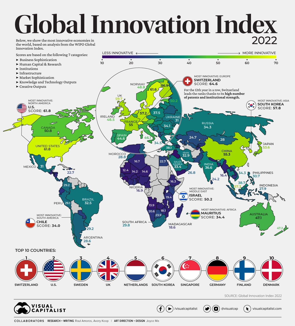 Mapped: The Most Innovative Countries in the World in 2022